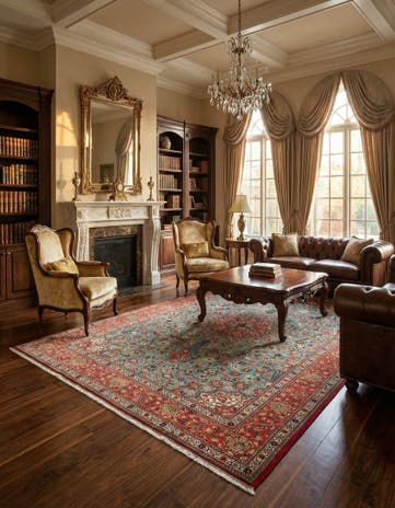 6' 8 x 9' 9 Hand Knotted Qom Persian Rug