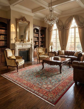 6' 8 x 9' 9 Hand Knotted Qom Persian Rug