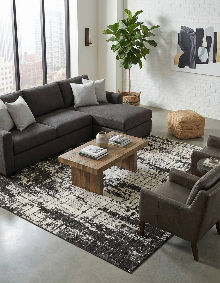 Detail image of  10' x 10'  Washable Modern Indoor / Outdoor Square Rug