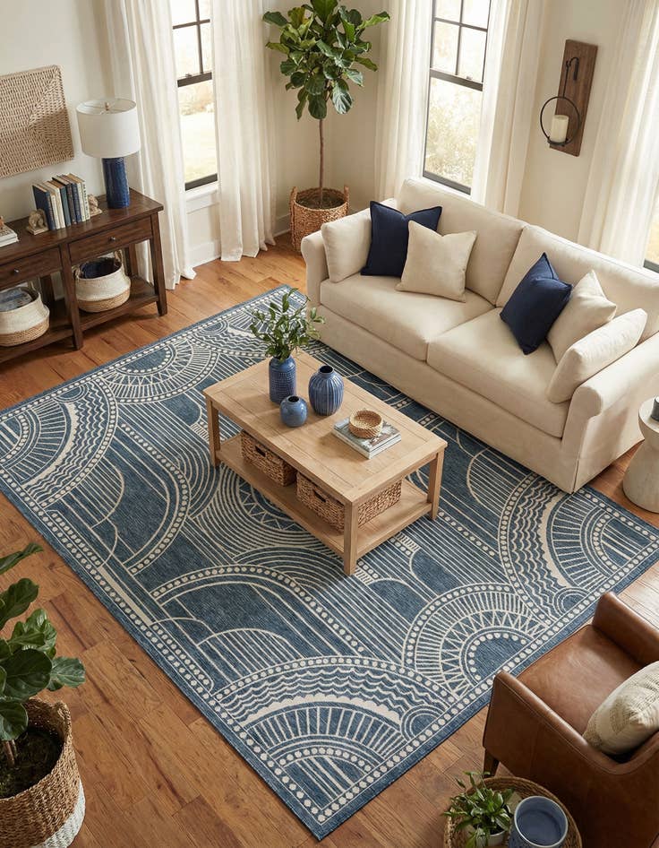 Detail image of  9' x 12'  Washable Traditional Indoor / Outdoor Rug