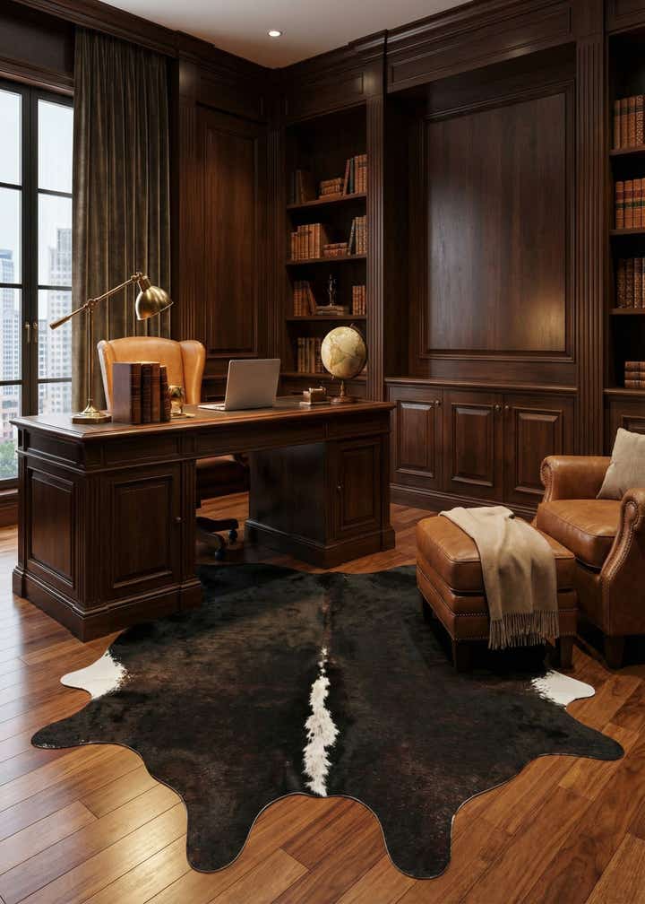 5' 5 x 5' 6 Cowhide Leather Square Rug