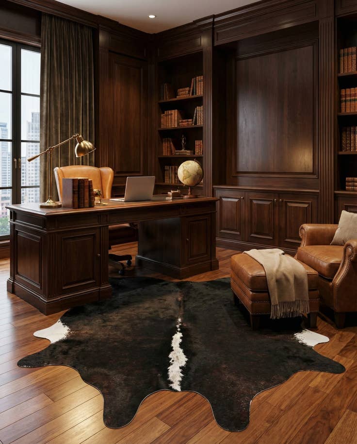 Detail image of 5' 5 x 5' 6 Cowhide Leather Square Rug