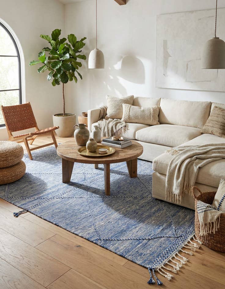 Detail image of  6' 8 x 10' 7  Hand Knotted Moroccan Wool Rug