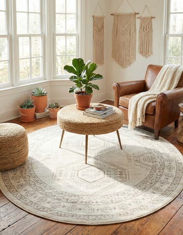 Ivory Charlotte Round Rug