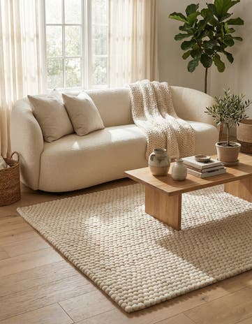 4' 1 x 6' 1 Felt Ball Wool Rug