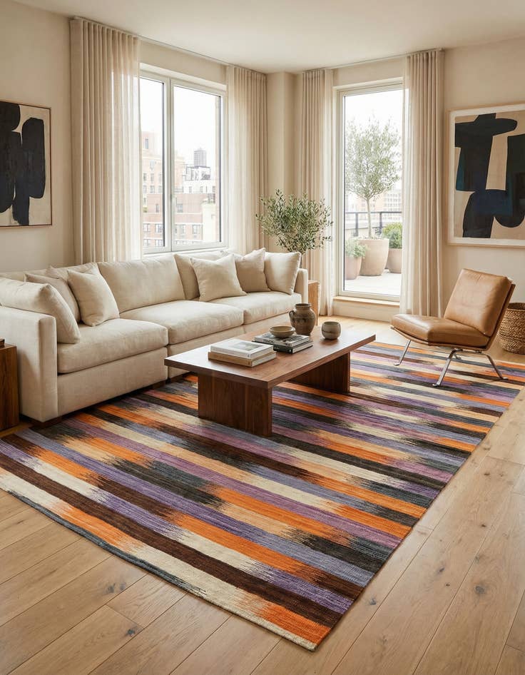 Detail image of  7' x 9' 3  Hand Woven Kilim Modern Wool Rug