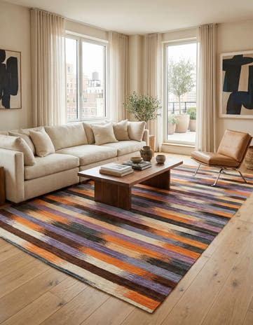 7' x 9' 3 Hand Woven Kilim Modern Wool Rug