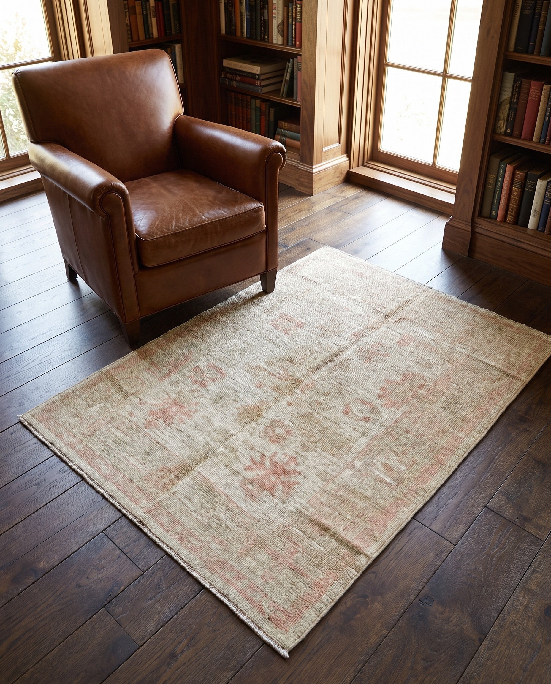 4' 2 x 6' 3 Hand Knotted Oushak Wool Rug