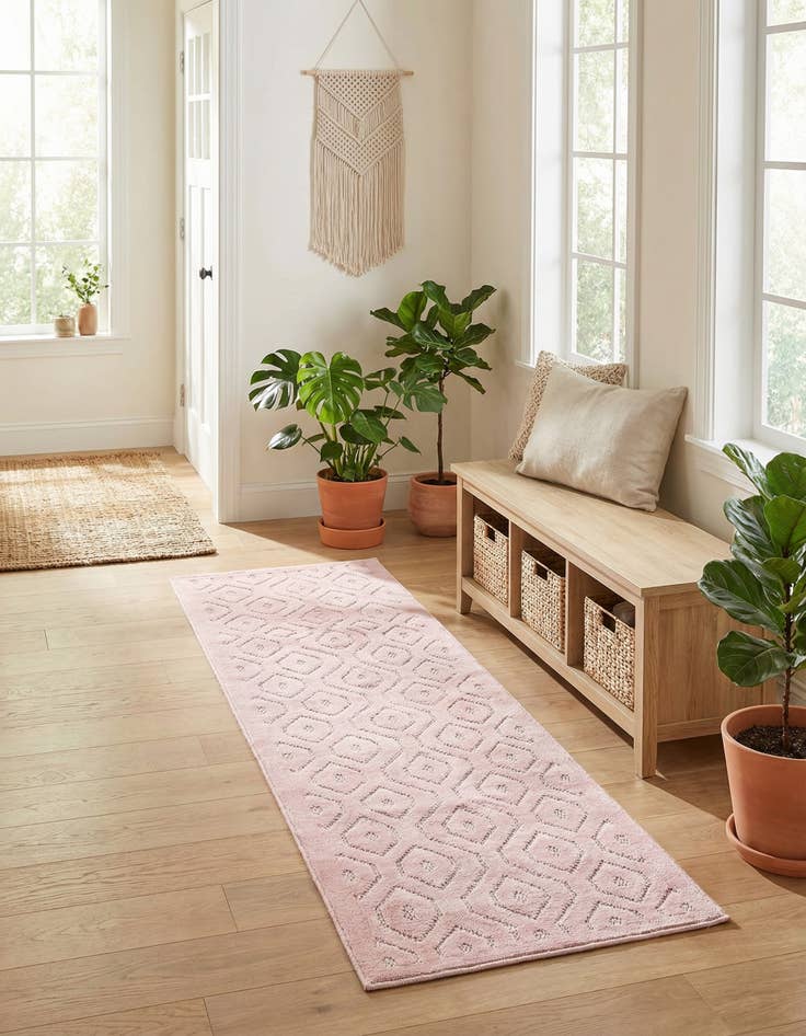 Detail image of  2' x 8'  Washable Trellis Textured Indoor / Outdoor Runner Rug
