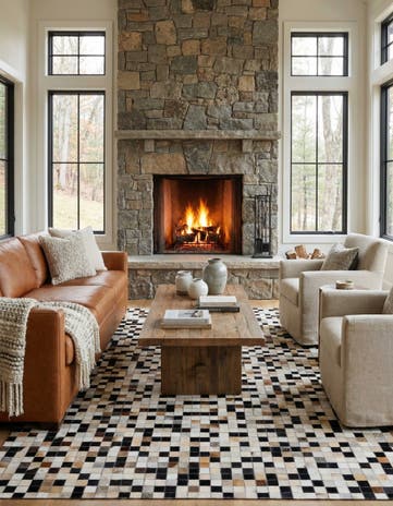 5' x 7' 10 Cowhide Leather Rug
