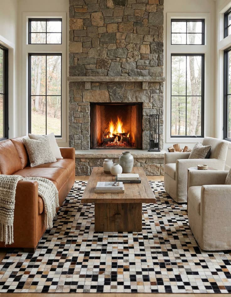 Detail image of 5' x 7' 10 Cowhide Leather Rug