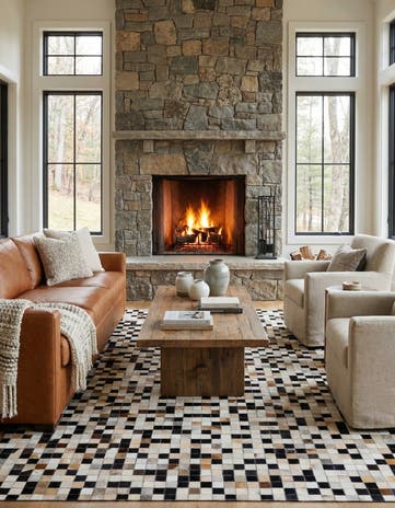 5' x 7' 10 Cowhide Leather Rug