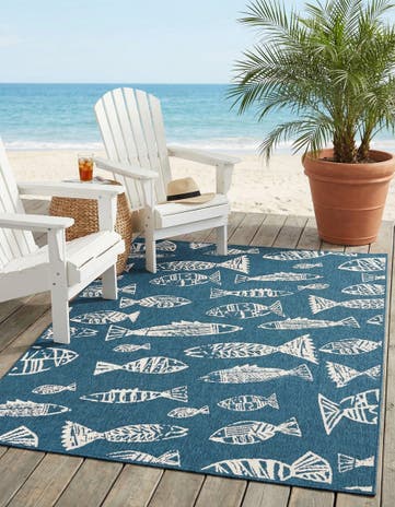 5' 3 x 8' Easy-Clean Coastal Indoor / Outdoor Rug