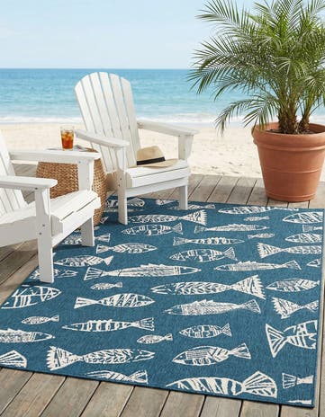 5' 3 x 8' Easy-Clean Coastal Indoor / Outdoor Rug