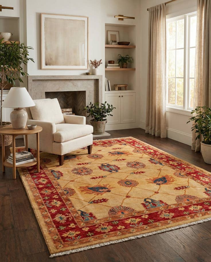 Detail image of 5' 7 x 7' 6 Hand Knotted Ziegler Wool Rug