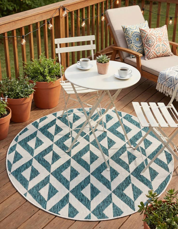 Detail image of 4' x 4'  Washable Jill Zarin Napa Indoor / Outdoor Round Rug