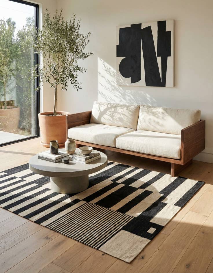 Detail image of 5' x 6' 8  Hand Woven Kilim Modern Wool Rug