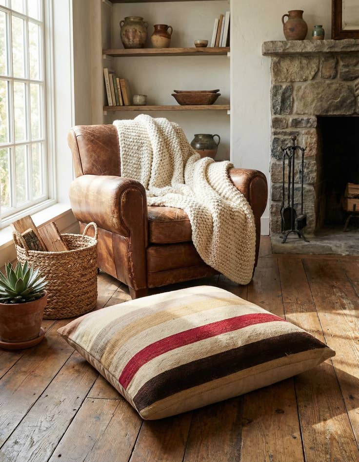 Detail image of 2' 5 x 2' 5  Hand Woven Pillow Wool Square Rug