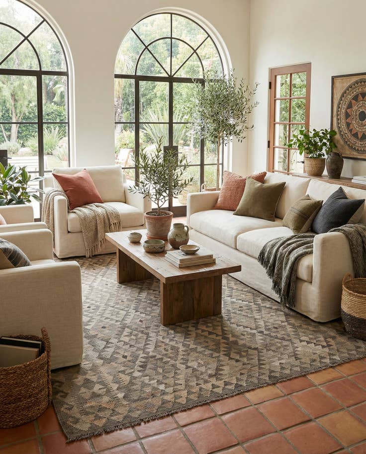 Detail image of 6' 9 x 9' 9 Hand Woven Kilim Maymana Wool Rug