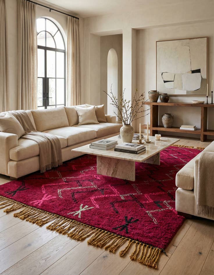 Detail image of 6' 4 x 10'  Hand Knotted Moroccan Wool Rug