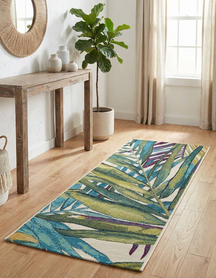Detail image of  2' x 5'  Washable Botanical Indoor / Outdoor Runner Rug