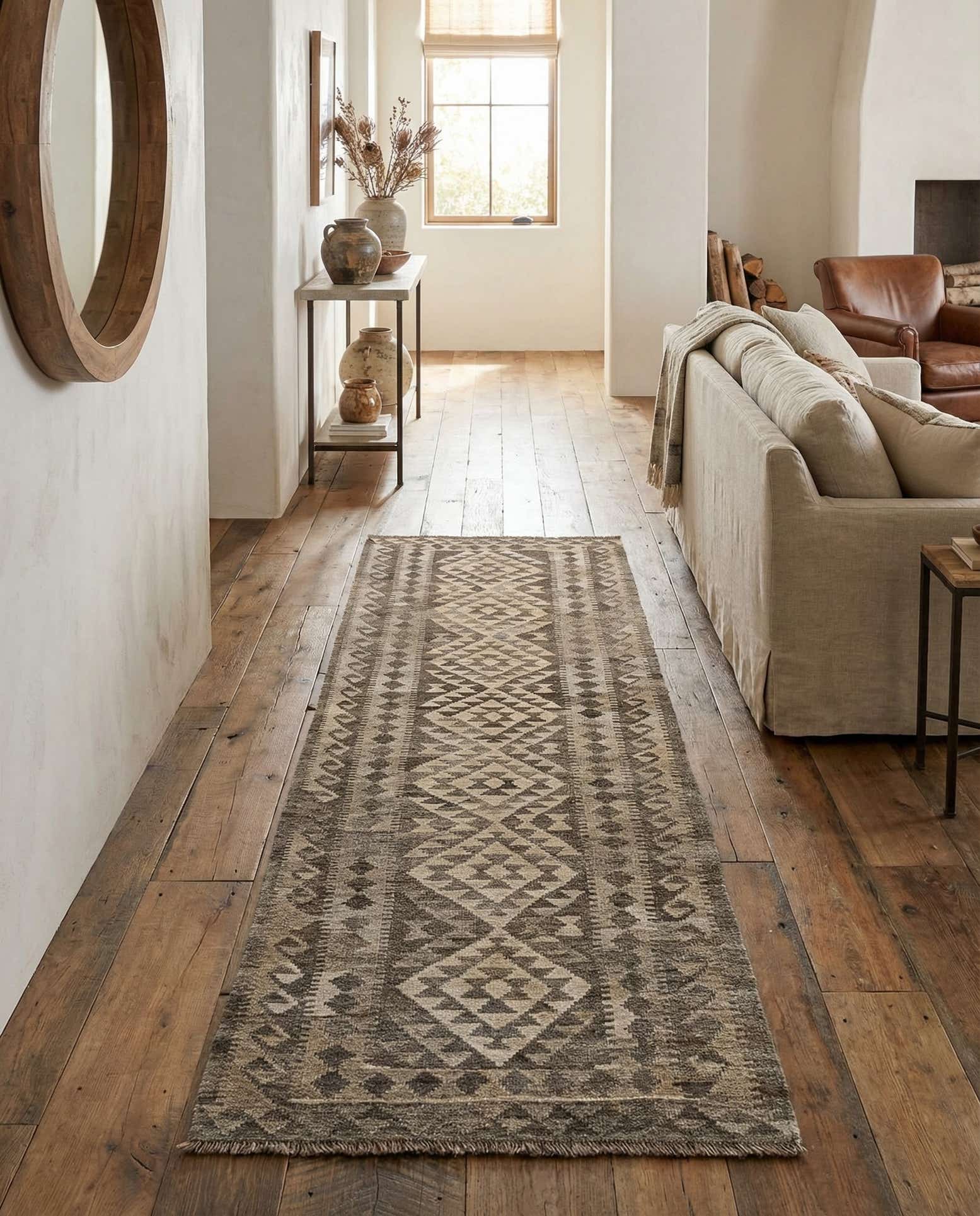 3' 1 x 10' 2 Hand Woven Kilim Maymana Wool Runner Rug