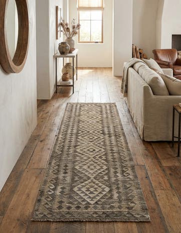 3' 1 x 10' 2 Hand Woven Kilim Maymana Wool Runner Rug
