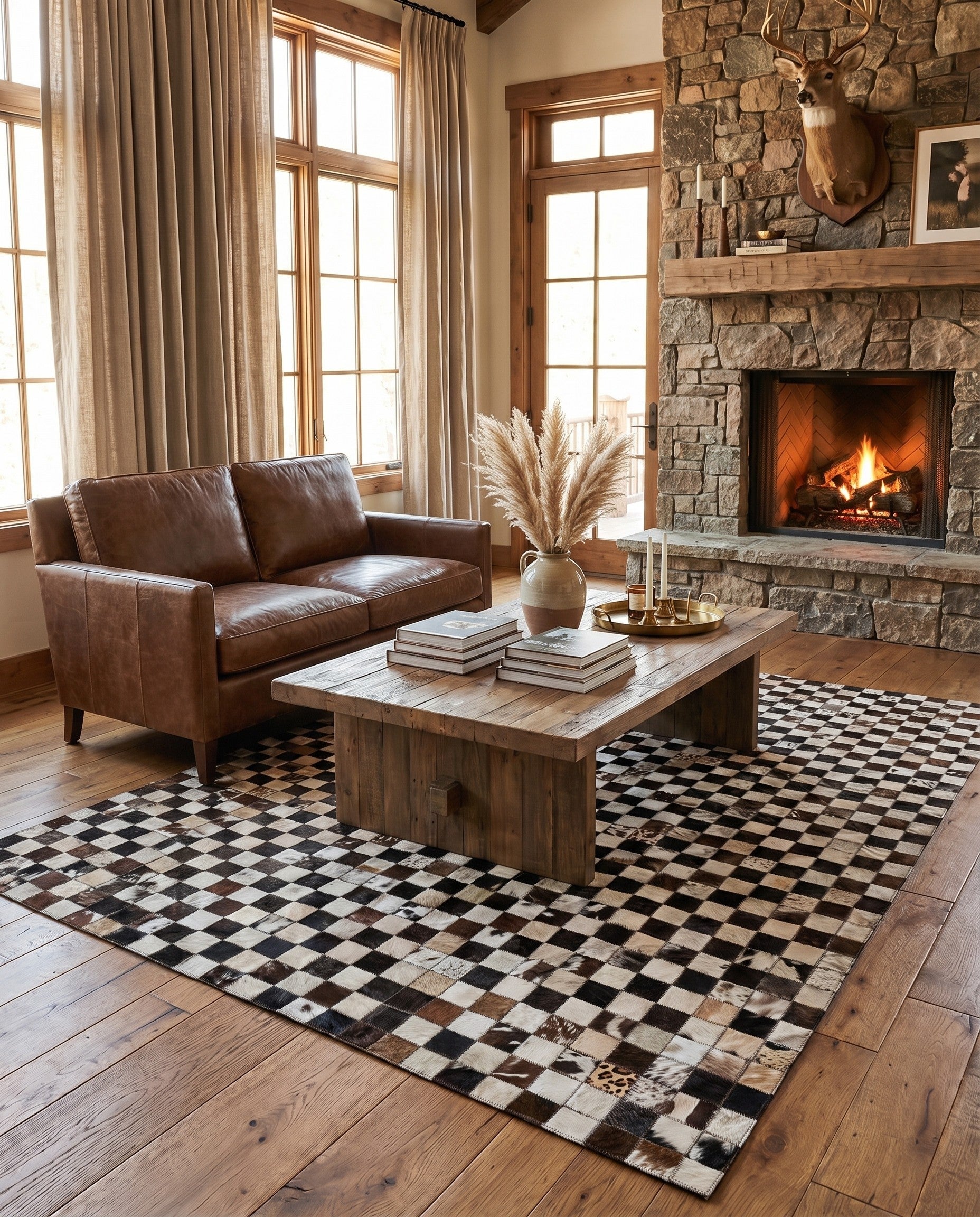 5' x 8' Cowhide Leather Rug