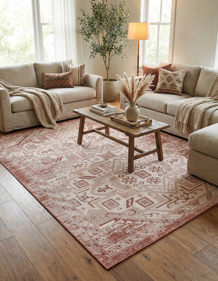 Detail image of  7' x 10'  Washable Aztec Indoor / Outdoor Rug