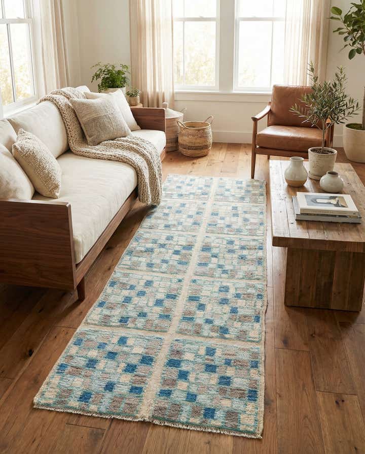 3' 9 x 9' 6 Hand Knotted Moroccan Wool Runner Rug
