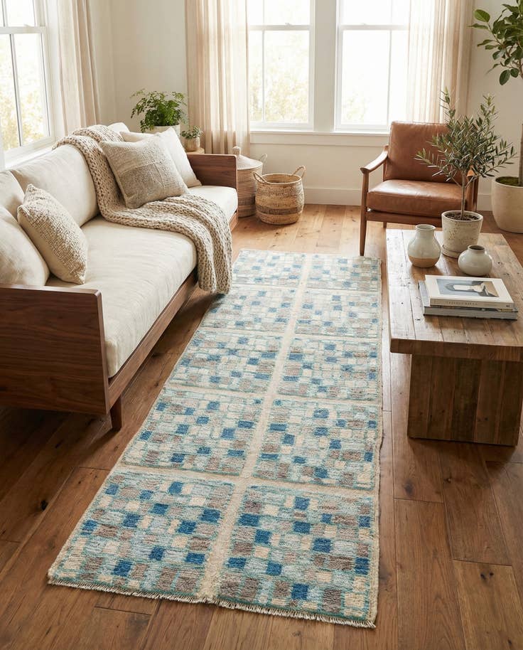 Detail image of 3' 9 x 9' 6 Hand Knotted Moroccan Wool Runner Rug