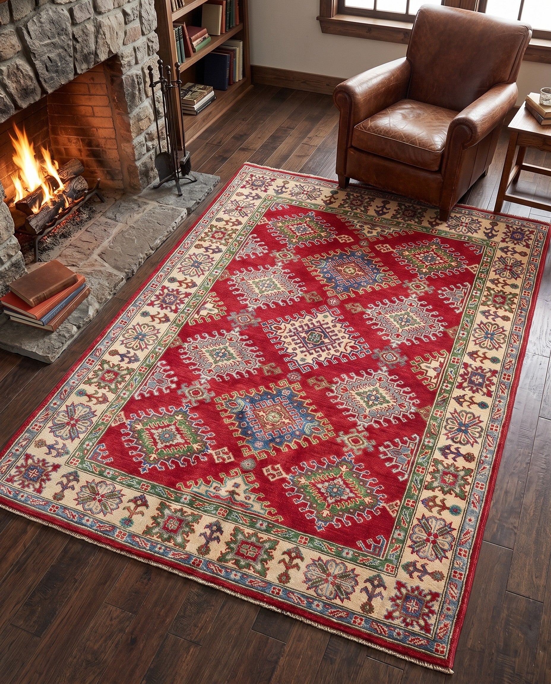Detail image 3 of 12: 4' 11 x 6' 7 Hand Knotted Kazak Rug