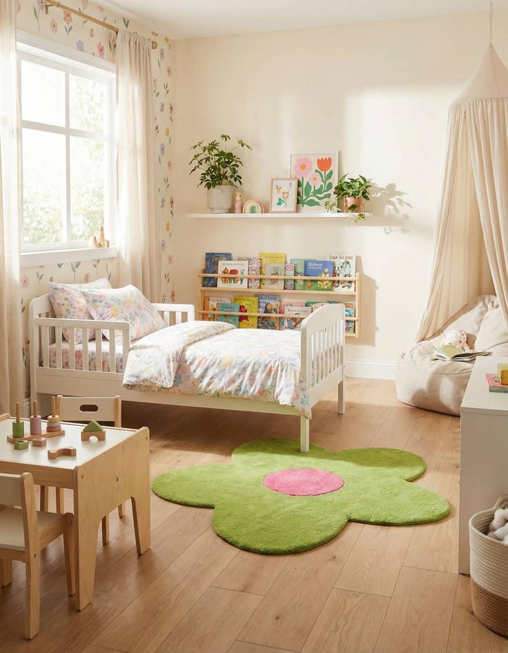 Detail image of 3' 1 x 3' 1 Happy Rugs Funky Flower Wool Round