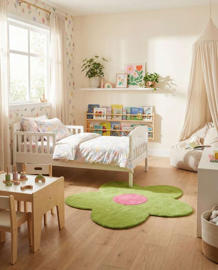 3' 1 x 3' 1 Happy Rugs Funky Flower Wool Round