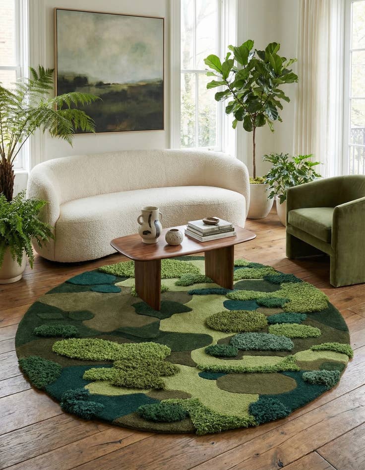 Detail image of 5' 1 x 5' 1 Moss Garden Round Rug