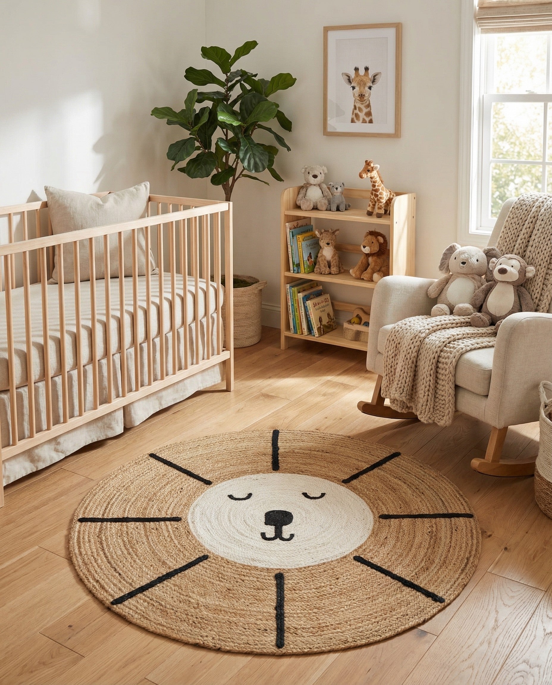  5' 1 x 5' 1  Hand Braided Kids Braided Jute Round Rug