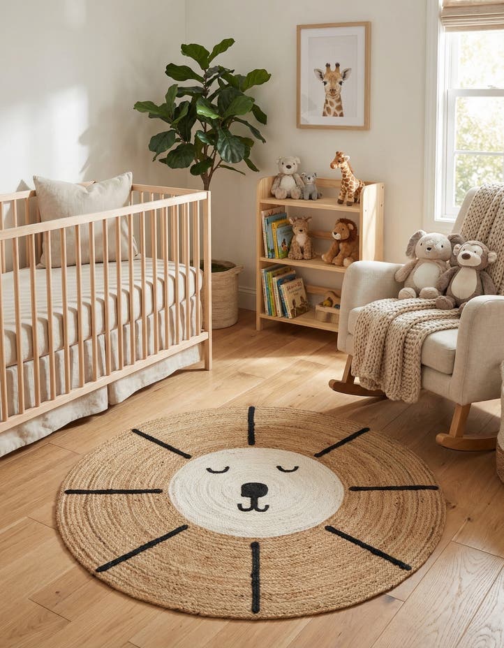 5' 1 x 5' 1 Hand Braided Kids Braided Jute Round...