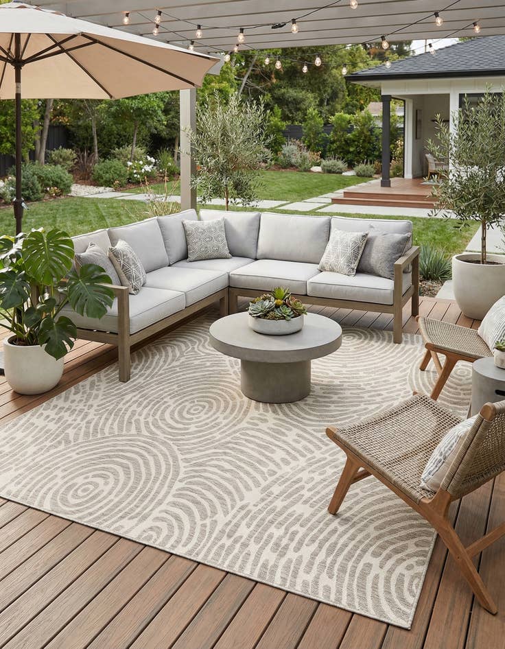 Detail image of  7' 10 x 7' 10  Washable Modern Indoor / Outdoor Square Rug