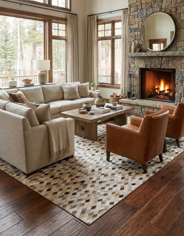 6' 7 x 9' 11 Cowhide Stocks Rug