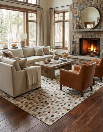 6' 7 x 9' 11 Cowhide Stocks Rug