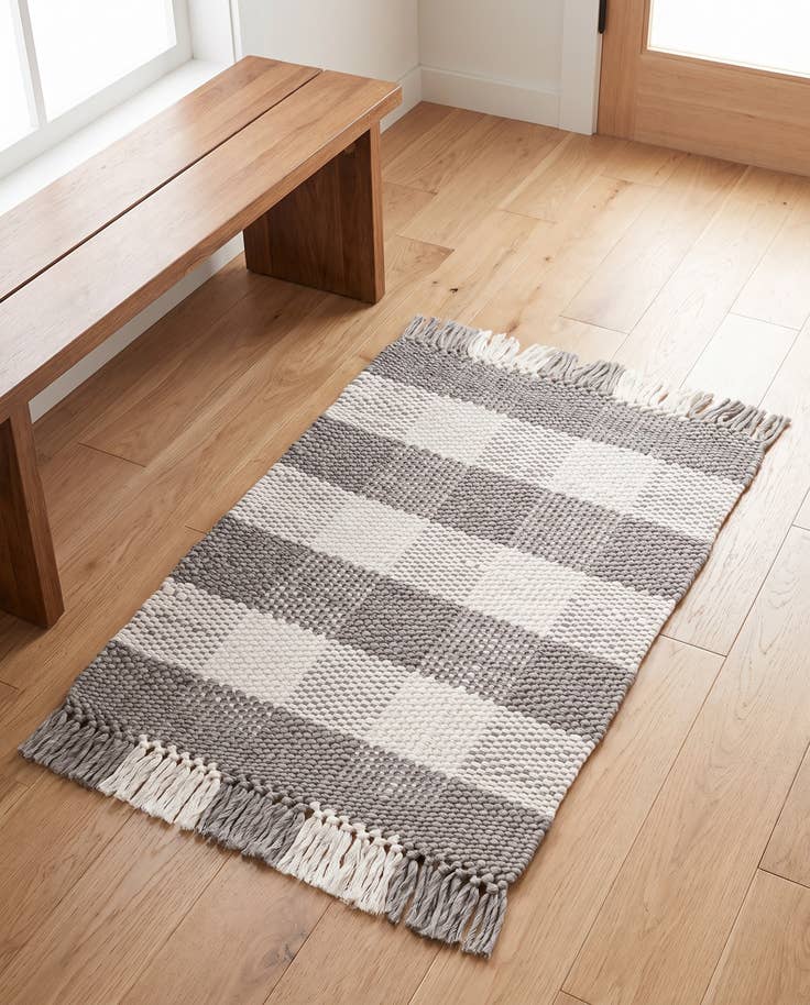 Detail image of 2' 2 x 3' Easy-Clean Eco Plaid Washable Indoor / Outdoor Rug
