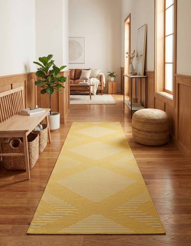 Detail image of 3' 3 x 12'  Washable Modern Indoor / Outdoor Runner Rug