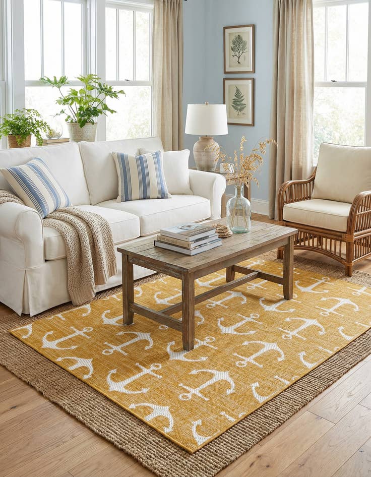 Detail image of 4' x 6'  Washable Coastal Indoor / Outdoor Rug