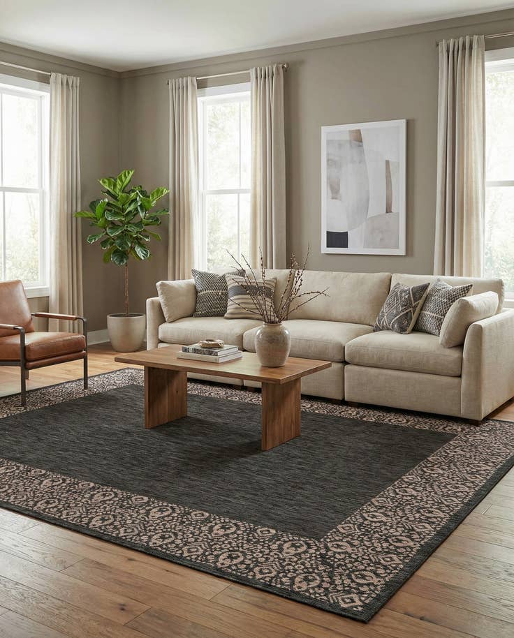 Detail image of 9' x 12' Easy-Clean Border Indoor / Outdoor Rug