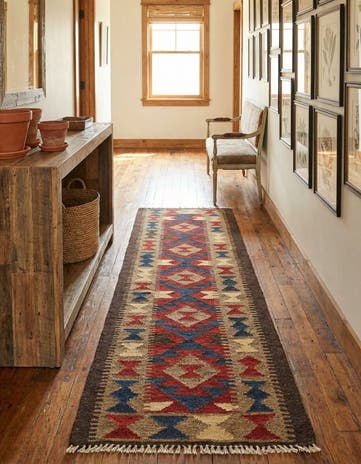 2' x 6' 7 Hand Woven Kilim Maymana Wool Runner Rug