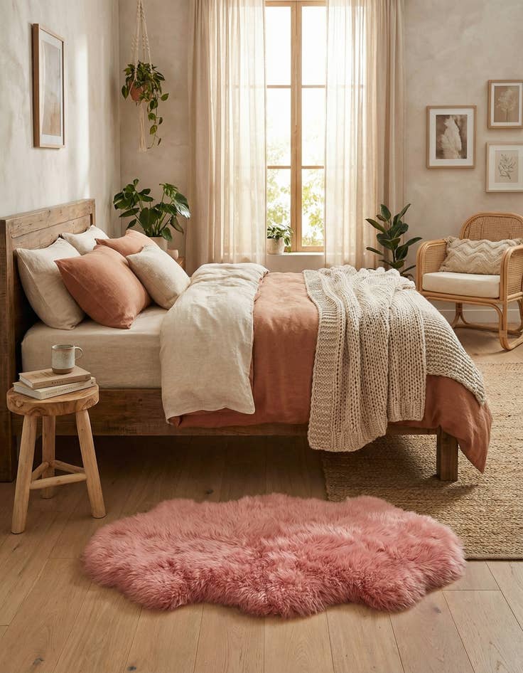 Detail image of  1' 10 x 3' Natural Sheepskin Freeform Rug