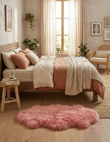 1' 10 x 3' Natural Sheepskin Freeform Rug