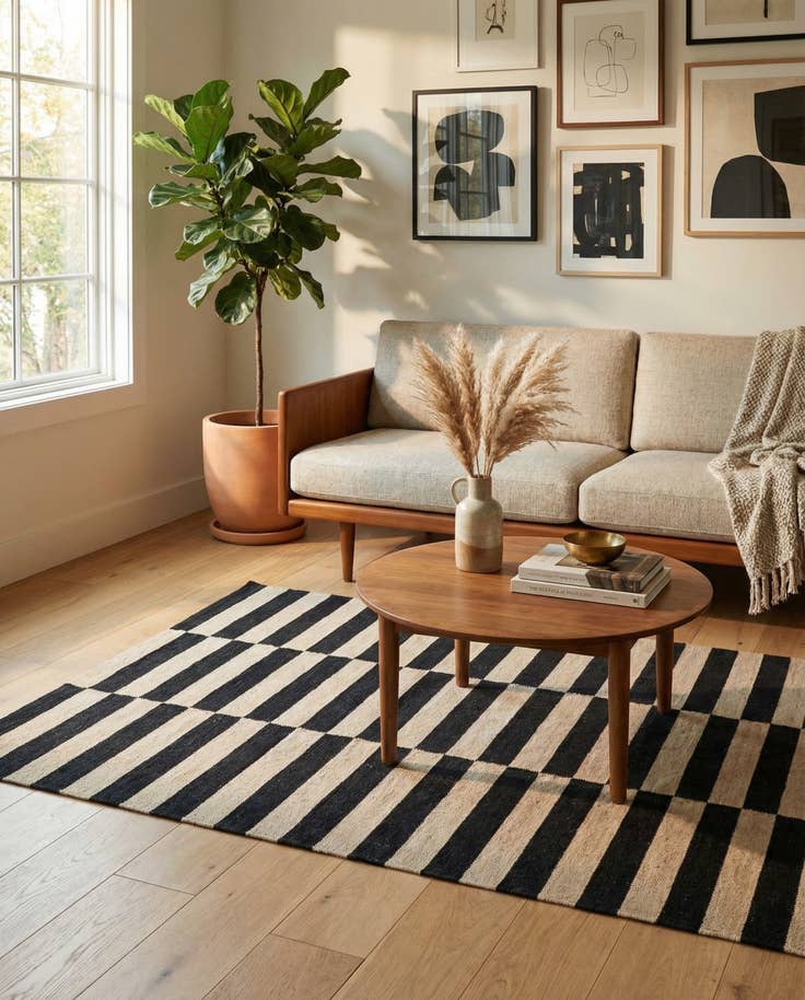 Detail image of 3' 4 x 5' Hand Woven Kilim Modern Wool Rug