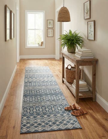Harbor Blue Eco Trellis Runner Rug