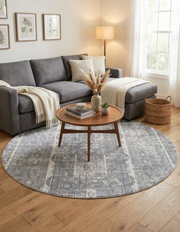 Gray Oregon Round Rug